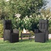 vidaXL Black Poly Rattan Reclining Patio Chairs with Cushions and Adjustable Footrest and Backrest - 2 of 4