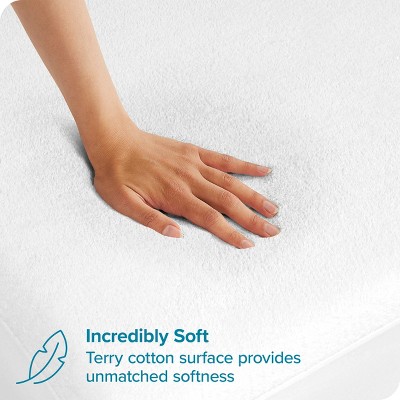 White Full XL Waterproof Cotton Terry Mattress Protector