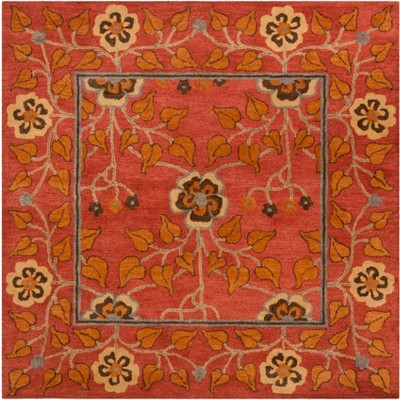 Heritage HG407 Handmade Area Rug - 8'x8' - Red/Multi - Safavieh