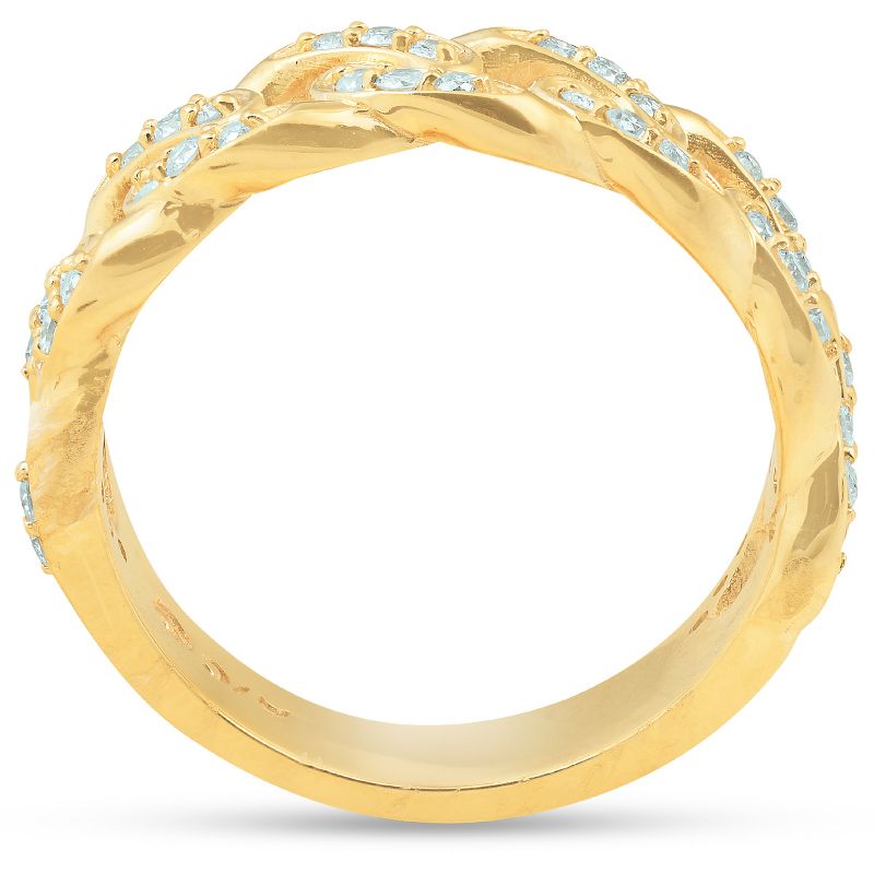 Pompeii3 1/2 Ct Mens Heavy Weight Solid Yellow Gold Curb Chain Diamond Ring Wedding Band, 2 of 5