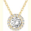14K Gold Plated Solitaire Pendant Necklace with Halo, Adjustable Slider Chain for Women - 3 of 4