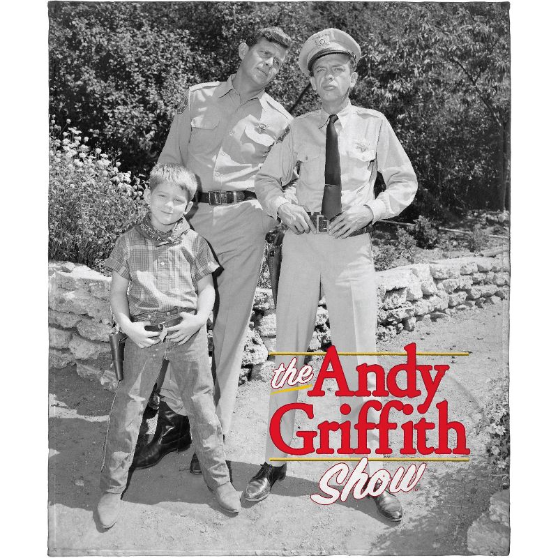 The Andy Griffith Show Andy Opie And Barney Soft Plush Fleece Throw Blanket White, 1 of 4