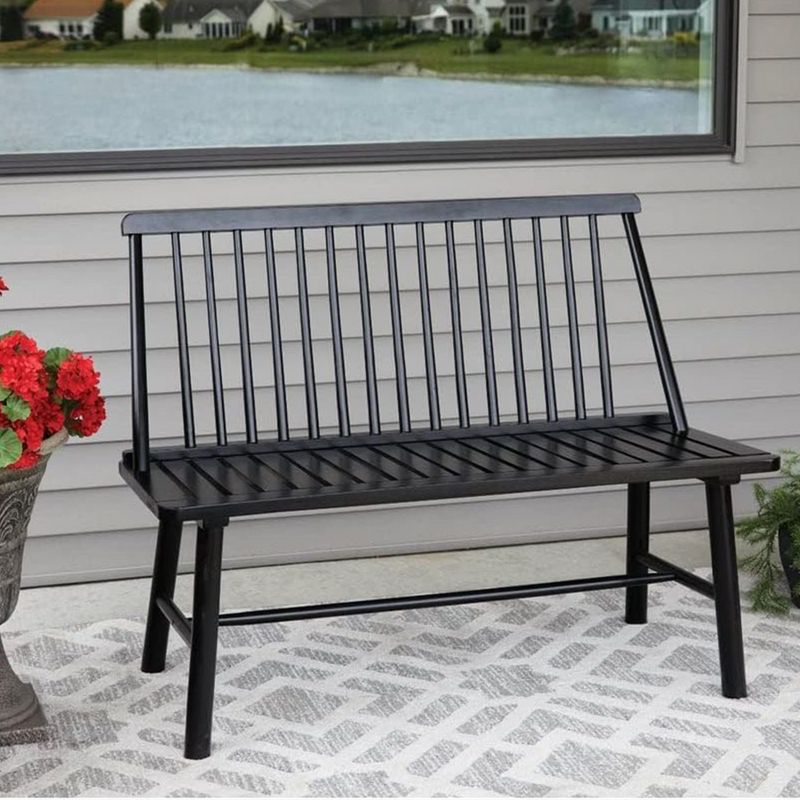 Jack Post 4 Feet Durable Classic Indonesian Hardwood Farmhouse Bench Accommodate Up To 2 People for Patio, Backyard, Garden and Porch, Black, 2 of 7