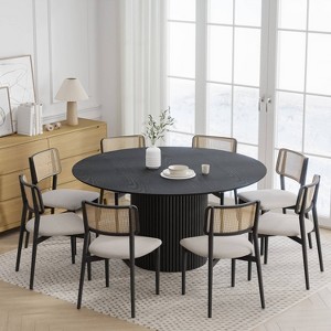 Dovelina Mid-Century Round Dining Table Wood Kitchen Table Modern Dining Room Table for 4 People - Black - 1 of 4