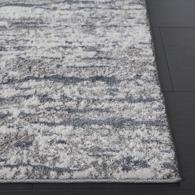 Gray and Navy Abstract Distressed Area Rug 4'5" x 6'5"