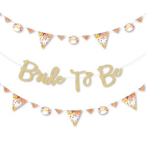 Big Dot of Happiness Fall Foliage Bride - Letter Banner Decoration - 36 Banner Cutouts and No-Mess Real Gold Glitter Bride to Be Banner Letters - 1 of 4