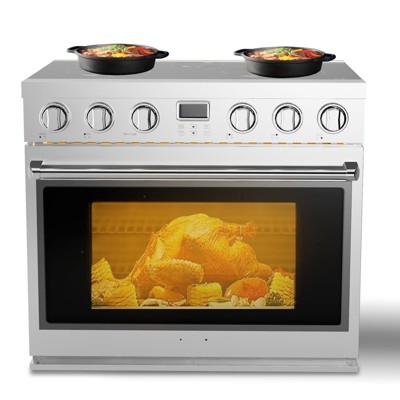 36 Inch All-Electric Freestanding Range with 6.0 Cu.Ft Convection Oven, 5 Burners - In Stainless Steel