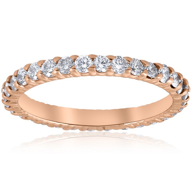Pompeii3 G/SI .90ct Diamond Eternity Ring 14k Rose Gold Womens Stackable Wedding Band, 1 of 5
