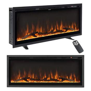 Costway 42'' Electric Fireplace Recessed Wall Mounted Freestanding with Remote Control