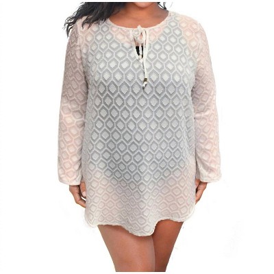 Women's Plus Size Long Sleeve V-Neck Tunic Cover Up - Always for Me