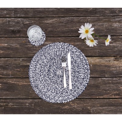 Blue Braided Round Cotton Placemats Set of 6