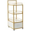 KTMBDW Kitchen Island Cart on Wheels with Wood marbled top, Utility Trolley Cart with Drawers & Casters, Storage Cabinet for Dining Room, Bar, White - 2 of 4
