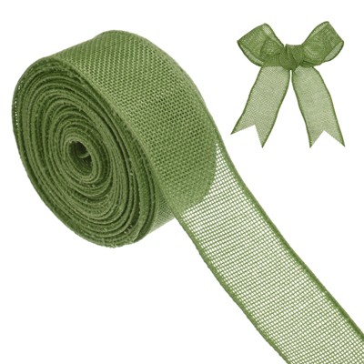 Unique Bargains Burlap Wired Edge Durable Thick Fabric Ribbons for DIY Crafts 1 Pc