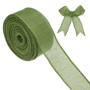 Unique Bargains Burlap Wired Edge Durable Thick Fabric Ribbons for DIY Crafts 1 Pc - 1 of 4
