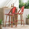 Christopher Knight Home 2pc Shelton Wicker and Aluminum Outdoor Patio 29.5" Barstools Red/Bamboo Finish - 2 of 4