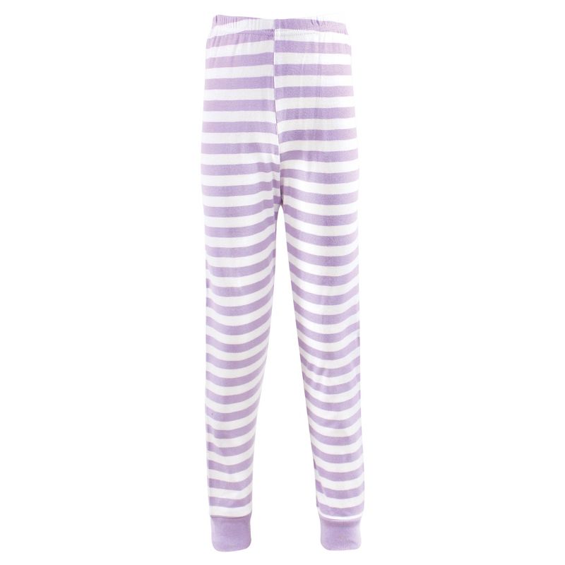Hudson Baby Infant Girl Cotton Pajama Set, Lilac Stripe, 4 of 5