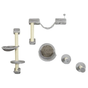 5pc Cat Wall Shelves with Hammock, Perches, Ladder, Scratching Post - 1 of 4