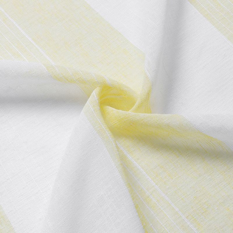 Vertical Stripe Linen Textured Voile Sheer Short Kitchen Curtains, 3 of 6