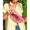 Packed Party Clear Pink Confetti Belt Bag, Fashionable Designer Fanny Pack For Women, Nylon Bum Bag With Adjustable Strap and Small Pouch, Great For - 3 of 4