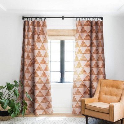 June Journal Triangular Lines in Terracotta Single Panel Blackout Window Curtain - Deny Designs