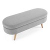 Storage Ottoman Bench, Gray Linen 43.5“x16”x16“ White Upholstered Wood Legs Safety Flip Top Oval Foot Rest Long Couch Hinge Flip Stool for Living Room - 2 of 4