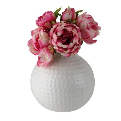 Pink and White Silk Peony Artificial Flower Bouquet with Lights