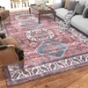 Washable Vintage Oriental Rug Non Slip Low Pile Rug Soft Throw Floor Cover Retro Medallion Foldable Indoor Carpet for Living Room Bedroom Playroom - 4 of 4