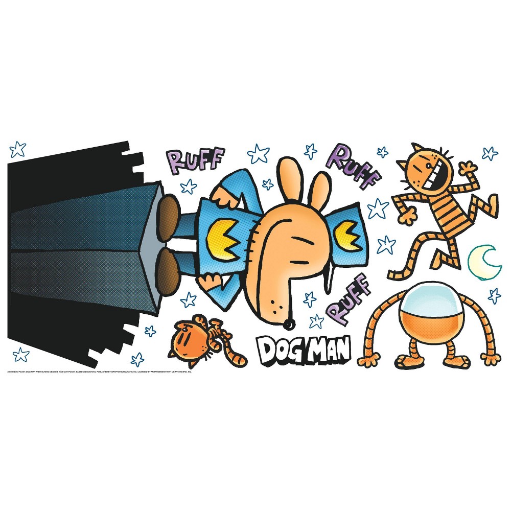 Photos - Wallpaper Roommates Dogman Giant Peel and Stick Kids' Wall Decals Blue Orange  