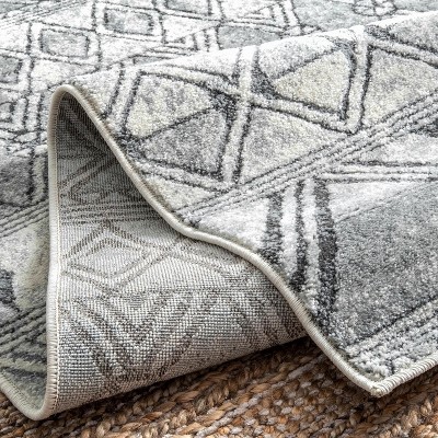Teresa Modern Geometric Gray Synthetic Area Rug, 4' x 6'