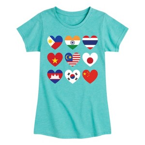 Girls' - Instant Message - AAPI Heart Flags Fitted Short Sleeve Graphic T-Shirt - 1 of 4