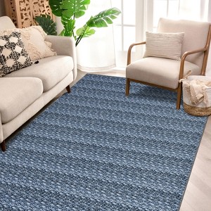 Washable indoor area rug. Braided print, low-pile vintage rustic. Non-slip, non-shedding. For bedrooms, dining rooms, nurseries, kitchens - 1 of 4