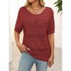 Coolmee Womens Summer Tops Casual Crewneck Half Sleeve Crochet Hollow Out Knit Pullover Sweater Shirts - 2 of 4