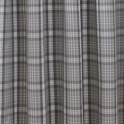 Gray and White Plaid Fabric Shower Curtain with Liner
