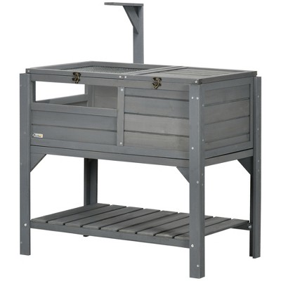 Dark Gray Wooden Tortoise Habitat with Shelf Storage