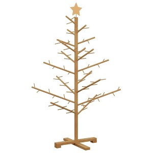 vidaXL Wooden Christmas Tree with Stand Brown 49.2" Solid pine wood - 1 of 4