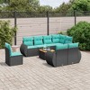 vidaXL 9 Piece Patio Sofa Set with Cushions Black Poly Rattan - 2 of 4
