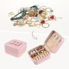 Unique Bargains Travel Letter Design Mini PU Leather Jewelry Box for Birthday Gift Pink 3.9x3.9x2inch - 2 of 4