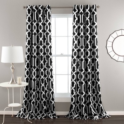 Set of 2 (84"x52") Edward Light Filtering Window Curtain Panels Black - Lush Décor