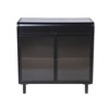 CLIHOME Modern Sideboard Buffet Cabinet with Tempered Figured Glass Doors and Flip Top, Metal Frame Storage Console - 3 of 4