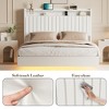 Floating bed frame, modern upholstered platform bed with storage headboard and lamp, wooden slat support, no box spring required, easy to assemble - 3 of 4
