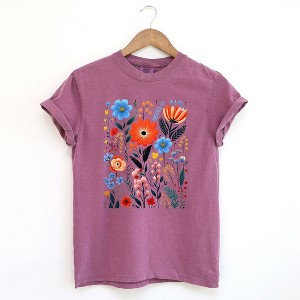 Simply Sage Market Women's Cottagecore Floral Short Sleeve Garment Dyed Tee - 1 of 2