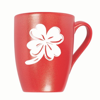 Elanze Designs Irish Four Leaf Clover 10 ounce New Bone China Coffee Tea Cup Mug, Crimson Red