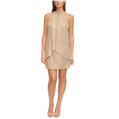 Kensie Womens Metallic High Neck Jersey Dress