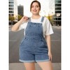 Women's Plus Size Adjustable Strap Pocket Roll Hem Denim Overall Jean Shorts - Agnes Orinda - 3 of 4