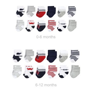 Luvable Friends Infant Boys Grow with Me Cotton Terry Socks, Nautical, 0-6 and 6-12 Months - 1 of 2