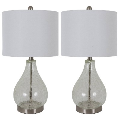 22.5" Set of 2 Crackled Teardrop Table Lamp Clear - Decor Therapy