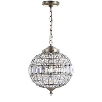 Georgina Antique Brass 12" Crystal Globe LED Pendant