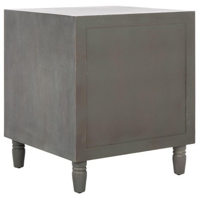 French Grey Elm Wood 2-Drawer Nightstand