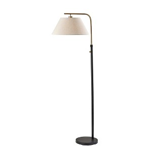 Adesso Fletcher Floor Lamp Black: Modern Metal Pole Lamp with Linen Drum Shade, ETL Listed - 1 of 3