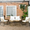 Outsunny 5 Piece PE Rattan Outdoor Furniture Set with Cushioned Chairs, Loveseat Sofa & Stackable Coffee Tables - 3 of 4